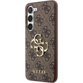 Plastové puzdro Guess na Samsung Galaxy S23 5G S911 GUHCS23S4GMGBR PU 4G Metal Logo hnedé