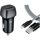 Tactical Field Plug Dual 24W + Tactical Fast Rope Aramid Cable USB-A/Lightning MFi 0.3m Grey