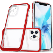 Odolné puzdro na Apple iPhone 11 Pro Hybrid Armor 3v1 transparentno-červené