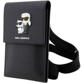 Univerzálne puzdro Karl Lagerfeld na smartfón KLWBSAKCPMK Saffiano Metal Logo NFT Wallet Phone Bag Black