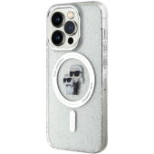 Plastové puzdro Karl Lagerfeld na Apple iPhone 15 Pro KLHMP15LHGKCNOT IML Glitter Karl and Choupette MagSafe transparentné