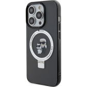 Plastové puzdro Karl Lagerfeld na Apple iPhone 15 Pro Max KLHMP15XHMRSKCK Ringstand Karl and Choupette MagSafe čierne