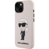 Silikónové puzdro Karl Lagerfeld na Apple iPhone 15 KLHCP15SSNIKBCP Liquid Silicone Ikonik NFT ružové