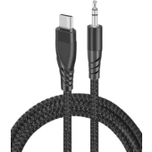 Kábel Sturdo USB-C/3.5mm, 1m, opletený, čierny