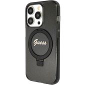 Obal Guess IML Ring Stand Glitter MagSafe Apple iPhone 15 Pro GUHMP15LHRSGSK Black