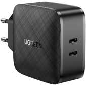 Sieťová nabíjačka Ugreen CD216, 2x USB-C 66W, PD 3.0 Quick Charge 3.0, čierna