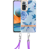 Silikónové puzdro na Xiaomi Redmi Note 10 Pro/Note 10 Pro Max Flower 2 TPU (so šnúrkou) modré