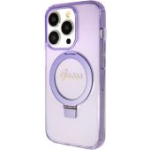 Obal Guess IML Ring Stand Glitter MagSafe Apple iPhone 15 Pro Max GUHMP15XHRSGSU Purple