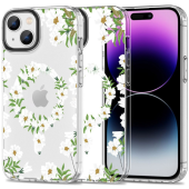 Silikónové puzdro na Apple iPhone 15 Tech-Protect MagMood MagSafe White Daisy