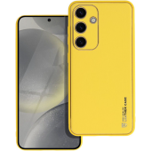 Plastové puzdro na Samsung Galaxy S24 5G S921 Leather žlté