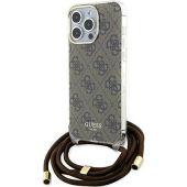 Obal Guess IML 4G Printed Crossbody Apple iPhone 15 Pro Max GUHCP15XHC4SEW Brown