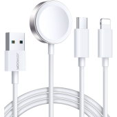 Joyrrom S-IW008 3v1, USB-A/iWatch,,Lightning,,USB-C, 1.2m, biela