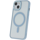 Silikónové puzdro na Apple iPhone 12 Satin Clear Mag modré