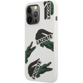 Silikónové puzdro Lacoste na Apple iPhone 13 Pro Max LCHC13XSOW Liquid Silicone Allover Pattern biele