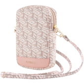 Univerzálne puzdro Guess na smartfón GUWBZPGCSPGP PU G Cube Walltet Phone Bag Zipper ružové