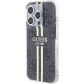 Obal Guess IML 4G Gold Stripe Apple iPhone 15 Pro Max GUHCP15XH4PSEGK Black