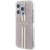 Obal Guess IML 4G Gold Stripe Apple iPhone 15 Pro Max GUHCP15XH4PSEGP Pink