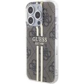 Obal Guess IML 4G Gold Stripe Apple iPhone 15 Pro Max GUHCP15XH4PSEGW Brown