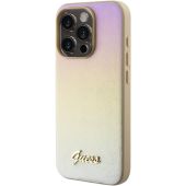 Obal Guess PU Leather Iridescent Metal Script Apple iPhone 15 Pro Max GUHCP15XPSAIRSD Gold
