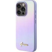 Obal Guess PU Leather Iridescent Metal Script Apple iPhone 15 Pro Max GUHCP15XPSAIRSU Purple