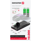 SWISSTEN Powerbank 2v1, 10000mAh, Magsafe Apple Watch, čierna