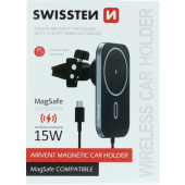 SWISSTEN Magnetic, magnetický držiak, 15W Magsafe, čierny
