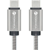 Forcell F-Energy Metal C237, USB-C na USB-C, QC4.0 3A/20V PD60W, 1m, strieborný