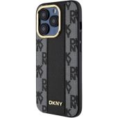 Obal DKNY PU Leather Checkered Pattern Magsafe Apple iPhone 15 Pro DKHMP15LPCPVSLK Black