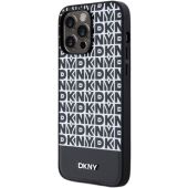 DKNY PU Leather Repeat Pattern Bottom Stripe MagSafe Apple iPhone 15 Pro Max DKHMP15XPSOSPK Black