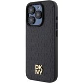 DKNY PU Leather Repeat Pattern Stack Logo Magsafe Apple iPhone 15 Pro Max DKHMP15XPSHRPSK Black