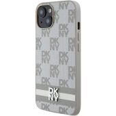 DKNY PU Leather Checkered Pattern and Stripe Apple iPhone 15 DKHCP15SPCPTSSE Beige