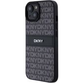 DKNY PU Leather Repeat Pattern Tonal Stripe Apple iPhone 15 DKHCP15SPRTHSLK Black