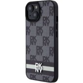DKNY PU Leather Checkered Pattern and Stripe Apple iPhone 15 DKHCP15SPCPTSSK Black
