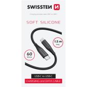 SWISSTEN SOFT SILICONE, USB-C na USB-C, 1.5m, 60W, čierrny