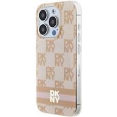 DKNY  PC/TPU Checkered Pattern W Printed Stripes MagSafe Apple Phone 15 Pro Max DKHMP15XHCPTSE Pink