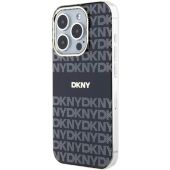 DKNY PC/TPU Repeat Texture Pattern W Stripe MagSafe Apple iPhone 15 DKHMP15SHRHSEK Black