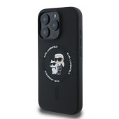 Obal Karl Lagerfeld Liquid Silicone Karl and Choupette MagSafe Apple iPhone 16 Pro Max KLHMP16XSCMKCRHK čierny
