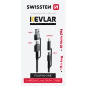 SWISSTEN KEVLAR 4in1 3A 60W 1,5m antracit
