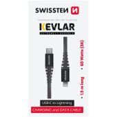 SWISSTEN KEVLAR USB-C/Lightning 3A 60W 1,5m antracit