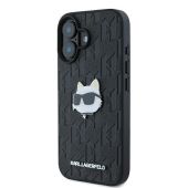 Karl Lagerfeld case for iPhone 16 6,1 KLHCP16SPGKLCHPK black Hard Monogram Choupette Head Pin