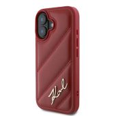 Karl Lagerfeld case for iPhone 16 6,1 KLHCP16SPQDSMGR red Hard Diagonal Quilted Script