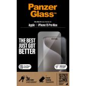 PanzerGlass - Tvrdené sklo UWF s aplikátorom pre Apple iPhone 15 Pro Max, čierna