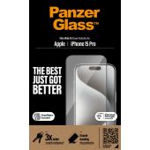 PanzerGlass - Tvrdené sklo UWF s aplikátorom pre Apple iPhone 15 Pro, čierna