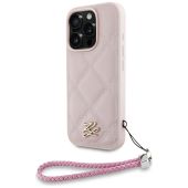 Karl Lagerfeld HC Quilted PU Initial Logo & Chain Strap Case for iPhone 16 Pro Pink