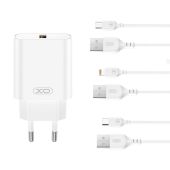 Nabíjačka XO CE33 QC 18W 1xUSB-A Plus cable Lightning - biela