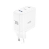 Adaptér XO CE35 PD 100W 2x USB-C 1x USB - biely