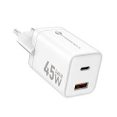FORCELL F-ENERGY Mini GaN III VT-36 travel charger with 1 x Type C  Plus 1x USB A sockets, PD QC4.0 45W white