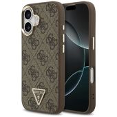 Obal Guess PU Leather 4G Strass Triangle Logo Gold Frame MagSafe Apple iPhone 17 GUHMP17SP4GTDGMW hnedý