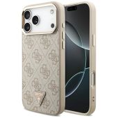 Obal Guess PU Leather 4G Strass Triangle Logo Gold Frame MagSafe Apple iPhone 17 Pro Max GUHMP17XP4GTDGMP ružový