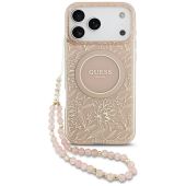 Obal Guess IML Flowers Allover Strap MagSafe Apple iPhone 17 Pro Max GUHMP17XHCPOFPP ružový